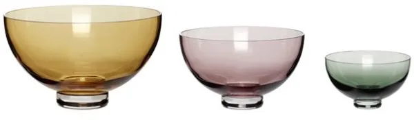 Hübsch Radiant Skåle Beige/Rosa/Grøn Sæt af 3